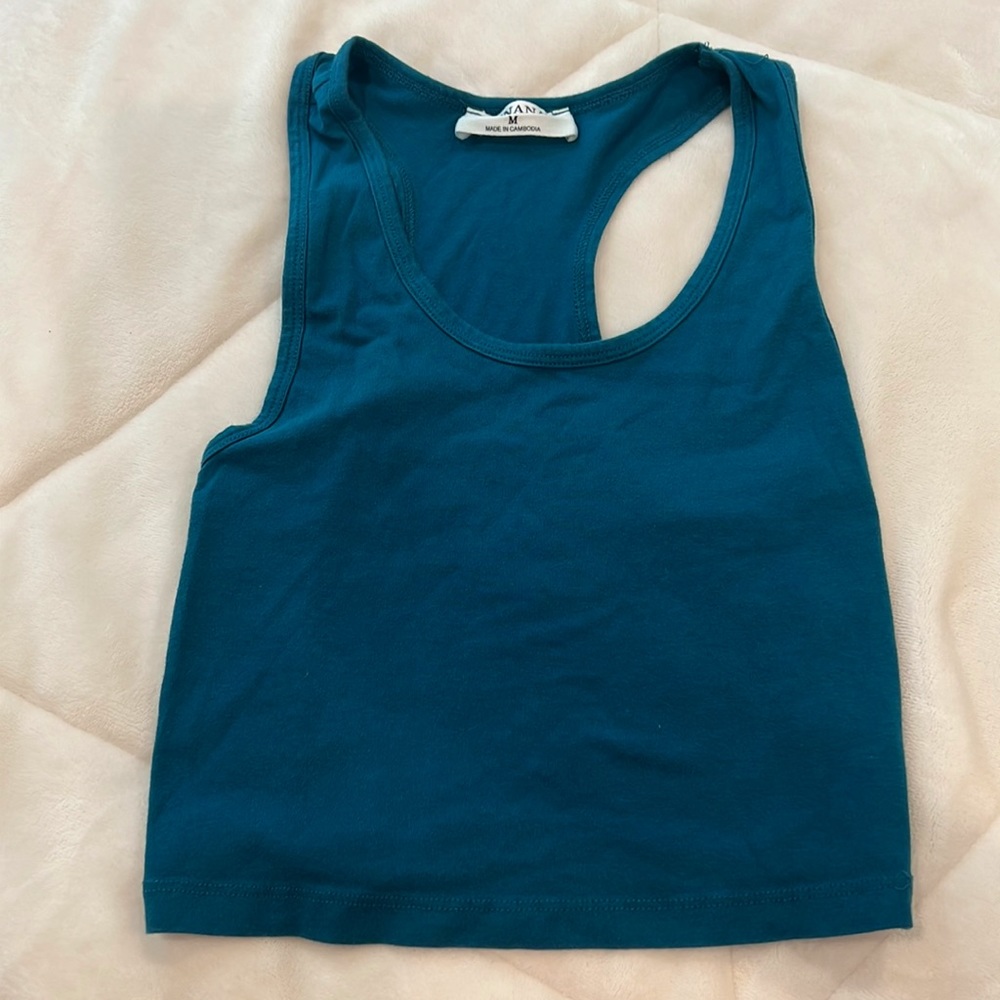 ZENANA cropped tan top size M